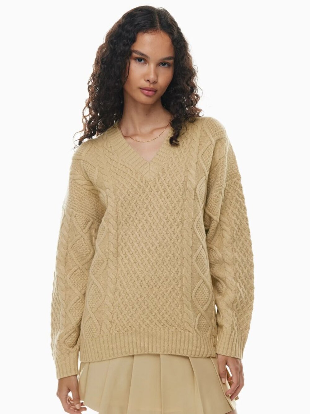 Sunday Best Peggy V-Neck Sweater Merino wool - Wicker Tan, Size XS